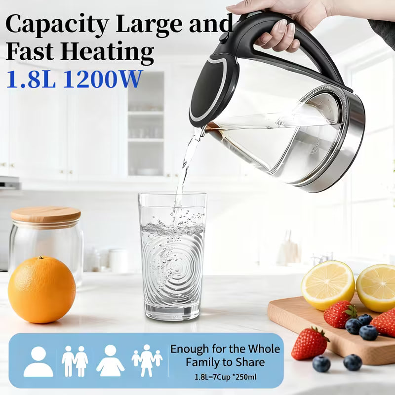 200W Fast Boiling Electric Kettle with Borosilicate Glass