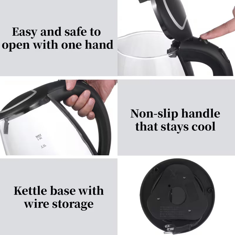 200W Fast Boiling Electric Kettle with Borosilicate Glass