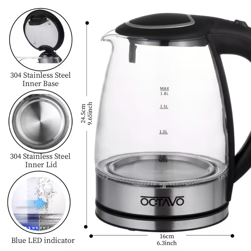 200W Fast Boiling Electric Kettle with Borosilicate Glass
