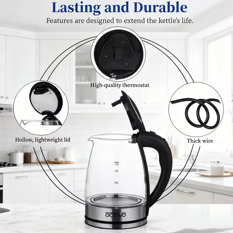 200W Fast Boiling Electric Kettle with Borosilicate Glass